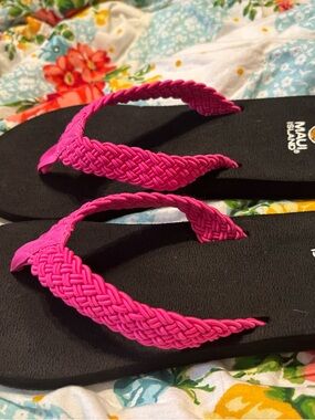 Pink Braided Strap Flip Flops for Women